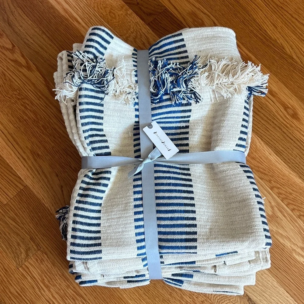 Anthropologie Pieced Stripe Cotton Blend Woven Set of Curtains, 50 x 63, NWT